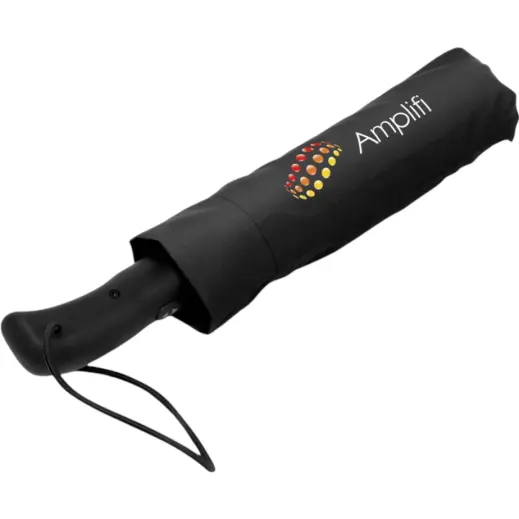 Whimsical Auto-Open Compact Umbrella Black Pouch